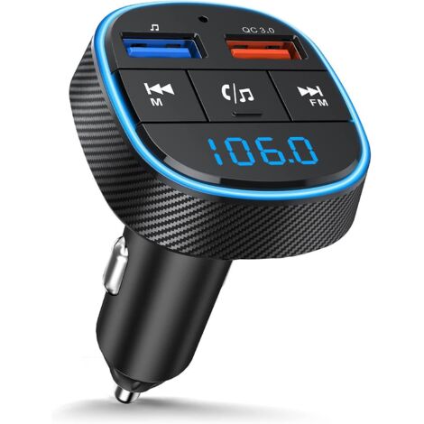 transmetteur Fm Pour Voiture, Bluetooth 5.0 Adaptateur Audio Avec Double Port De Chargement Usb, Chargeur De Voiture Lecteur Mp3 Supporte Les Appe (1/5)