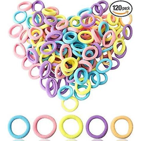 elastique Cheveux, Elastique Cheveux Fille, 100 Pices Liens De Cheveux Lastiques, Multicolor Bandes Lastiques Pour Cheveux, Convient Aux Bbs, Enfa (1/5)