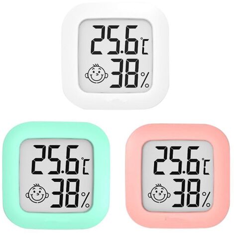 (3 Pices) Mini Thermomtre Hygromtre Intrieur, Digital Thermo Hygromtre Indicateur Prcision D'ambiance Moniteur De Temprature Et Humidimtre Poudre