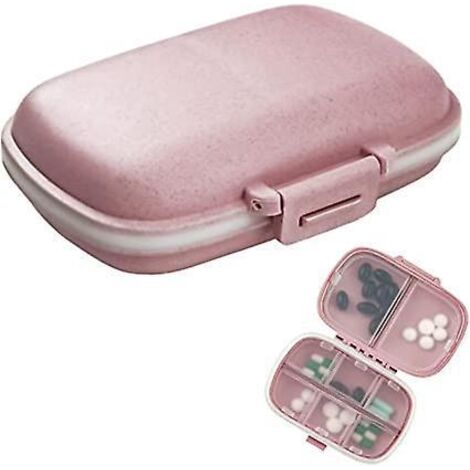 1 Pilulier De Voyage, 8 Compartiments, Petite Bote Pilules Portable Pour Sac Main, Mdicaments, Vitamines, Rose (1/5)
