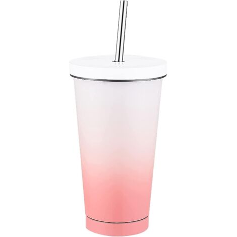 tasse Isolante Avec Paille Gobelet De Voyage En Acier Inoxydable Pour Caf Glac Et Smoothie Avec Couvercles Tasse Isolante Thermique Pour Boissons (1/5)