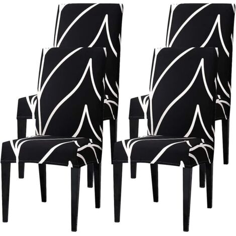 housse De 4pcs Chaise Extensible Imprim Couverture De Chaise Pour Salle Manger Velour Amovible Lavable Revtement De Chaise Pour Bouquet Maison Ma (1/5)