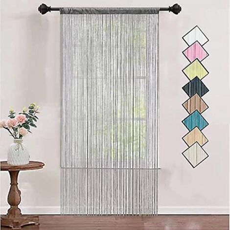 rideau De Porte En Corde Fine Avec Fil Argent (gris, 100200cm), Rideau De Porte Simple Pour Une Dcoration Dense (1/5)