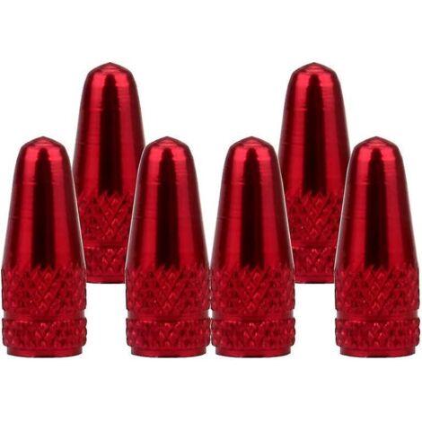 6pcs(rouge) Bouchons De Valve Le Vlo De Roue D'alliage D'aluminium De Casquettes Anti-poussire De Bicyclette Franaise Couvre Le (1/5)