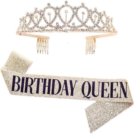 ensemble D'accessoires Pour Cheveux Avec Ceinture Et Strass Pour Fte D'anniversaire (dor) - Cadeau D'anniversaire Pour Femme Fournitures De Fte D'