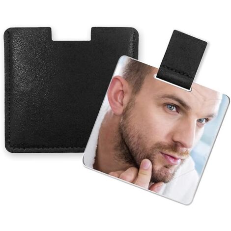 petit Miroir Ultra-fin, En Acier Inoxydable Incassable, Avec Tui En Cuir Pu, Facile Transporter. Il Peut Tre Utilis Comme Miroir Maquillage, Miro (1/5)