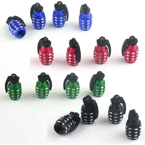 16pcs Capuchon De Valve Auto Aluminium, Style Grenade Main Robuste Couvercles De Tige De Valve Joint Tanche L'air Pour Voitures Suv Camions Moto (1/5)
