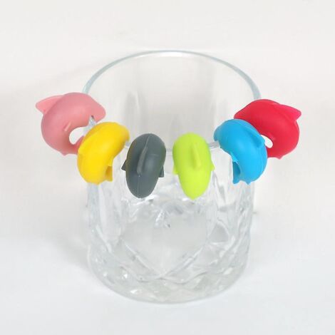marque-verres 6 Pices Silicone Marqueur De Verre Vin Marqueurs Verre Silicone De Fte Marqueur Verre Pour Ftes Bar Party Dner (1/5)