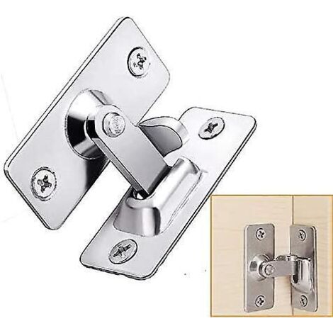 verrou De Porte Angle Droit 90 Degrs, Verrou De Porte De Scurit (argent), Serrure De Porte En Acier Inoxydable Pour Cltures, Portes Et Fentres E (1/5)