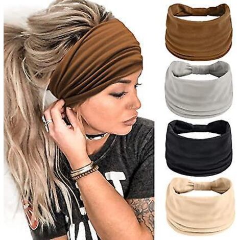 4 Paquets De Bandeaux Femmes Large Bande De Cheveux Pour Les Filles Lastiques Enveloppements De Tte De Yoga (1/5)
