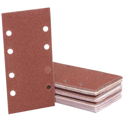 lot De 40 Feuilles Abrasives 93 X 190 Mm / 10 X Grain 60/80/120/240 / Auto-adhsives / Pour Ponceuse Oscillante / Papier De Verre (1/5)
