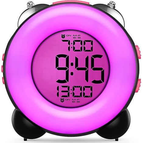 rveil De Sommeil Numrique  Sonnerie (noir Et Rose) Avec Rglages D'alarme Doubles En Option Fonction Snooze Veilleuse De Chevet Alimente Par Batter (1/5)