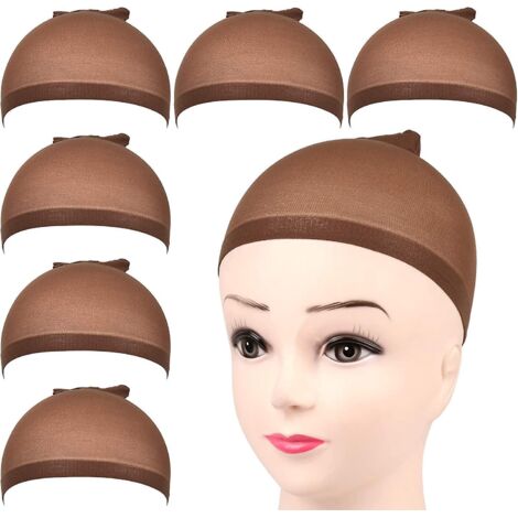 6 Bonnets De Perruque En Nylon Lastique Marron Fonc - Bonnets De Perruque En Nylon Lastique, Bonnet De Cheveux Unisexe Marron Perruque Bonnet De C (1/5)