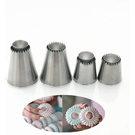 4 Pices Grande Douille Patisserie Douilles Fleur  Gteaux Rutilisable En Acier Inoxydable Gouttes Douille De Dcorations Outils Set Pour Tarte Biscu (1/5)