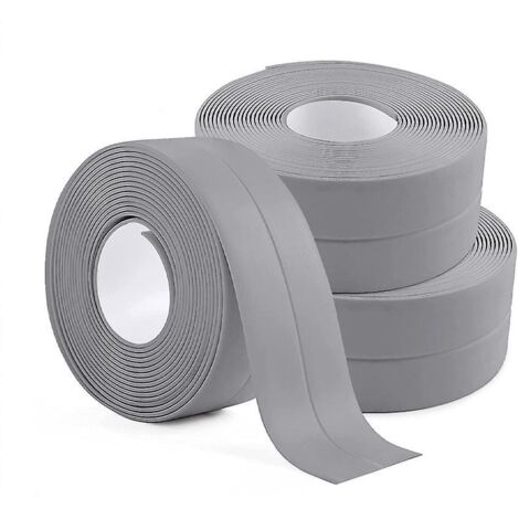 3 Rouleaux (gris) Bande D'tanchit Impermable,joint Salle De Bain,pvc Ruban De Calfeutrage Autocollant Pour Cuisine,toilettes Wc,baignoire (1/5)