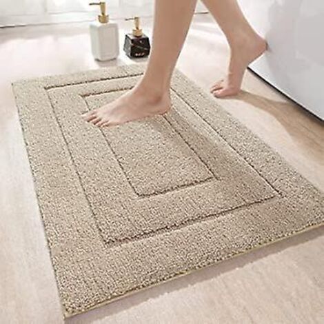 40 X 60 Cm,beige Tapis De Bain Antidrapant,tapis Salle Bain Moelleux En Microfibre,absorbant L'eau,lavable En Machine,extra Epais Tapis De Douche (1/4)