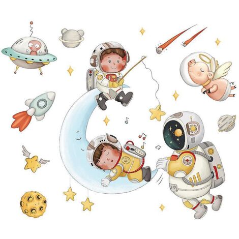 stickers Muraux Espace Planete Autocollant Mural Fuse Astronaute Toiles Dcoration Murale Chambre Enfants Bb Ppinire Salon (1/5)