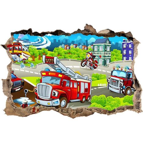 stickers Muraux Garon (85x56cm) I Voiture Autocollants Camion Pompier Vhicule Avion Sticker Mural Pour Chambre D'enfant Bb Crche (1/5)