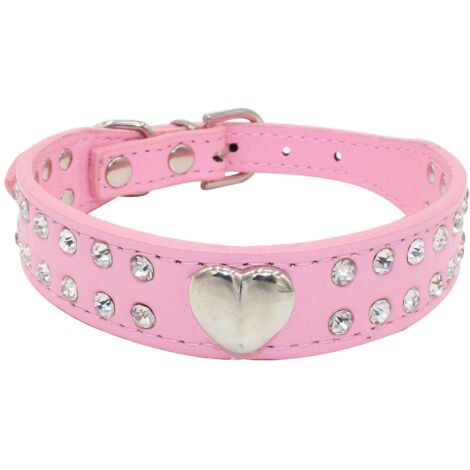 collier De Chien En Cristal Ajustable Collier Pour Animaux De Compagnie En Strass Bling Collier Pour Chien En Cuir Pu Clout Cur Pour Chiens De Pet (1/5)
