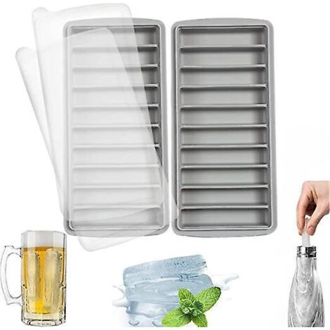 2pcs Gris 10 Mailles 24.5 11.5 3cm, Plateau De Glace En Silicone, Facile Librer, Empilable, Avec Couvercle, Idal Pour Le Sport Et Les Bouteil (1/4)