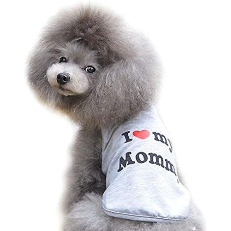 t - Shirt Chat Et Chien En Coton (m, Grey Mom) - T - Shirt D't Pour Petits Et Moyens Chiens - Chihuahua, Caniche Et Jouets (1/5)