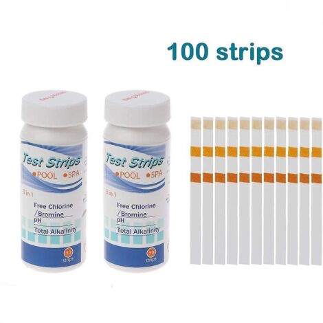 3 En 1 Testeur Chlore En Bandelette 100 Bandelettes D'analyse Et De Test De Ph Chlore Alcalin Brome Duret Papier D'essai (1/5)