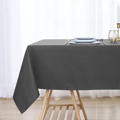 (noirnappe Rectangulaire En Tissu Polyester 80x120cm, Nappe De Table Lavable Carreaux Impermable Pour Salle Manger, Pique-nique, Restaurant (1/4)