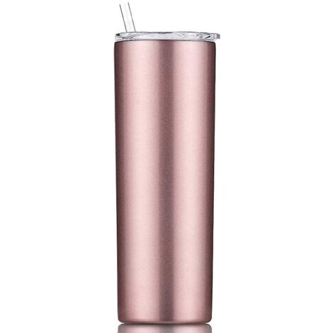gobelet (or Rose, 600 Ml)fin Double Paroi En Acier Inoxydable Avec Paille Et Couvercle, Tasse De Voyage Isotherme Pour Garder Les Boissons Froid (1/5)