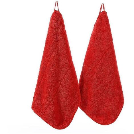 (25 X 30 Cm, Couleur Rouge Essuie-mains Suspendus Essuie-mains En Molleton Microfibre Corail Pour Cuisine (1/5)