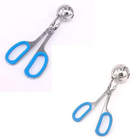 deux Ensembles De Boulettes De Viande En Acier Inoxydable Bleu De Diffrentes Tailles, Boulettes De Viande Antiadhsives, Cuillre Glace Gteau, Fru (1/5)