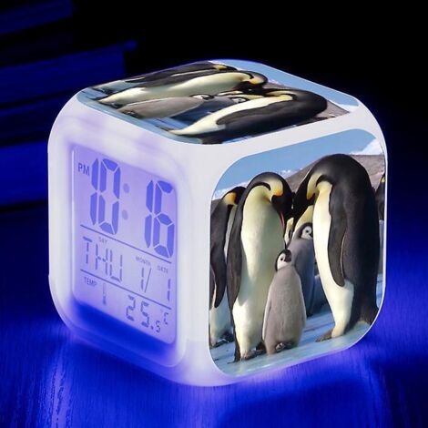 rveil Penguin Image Rveil A Lumire Usb Enfants Led Horloge Dessin Anim Veilleuse Flash 7 Changement De Couleur Horloge Numrique Horloge De Bureau (1/5)