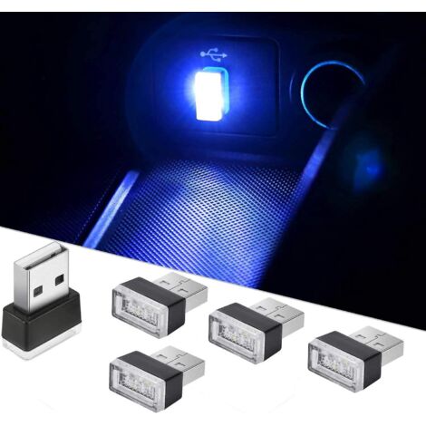 100 Pices Lumires D'ambiance Led De Voiture Bleue, Lumires Enfichables 5v Mini Kit D'clairage Ambiant Intrieur Pour Voitures, Ordinateurs Portabl (1/5)