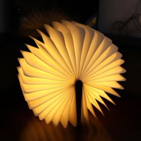 une Lampe De Bureau Led, Couverture En Acajou Rouge, Lampe De Bureau En Bois 3 Couleurs, Lampe De Bureau Rechargeable Usb, Livre De Lampe, Pliable (1/5)