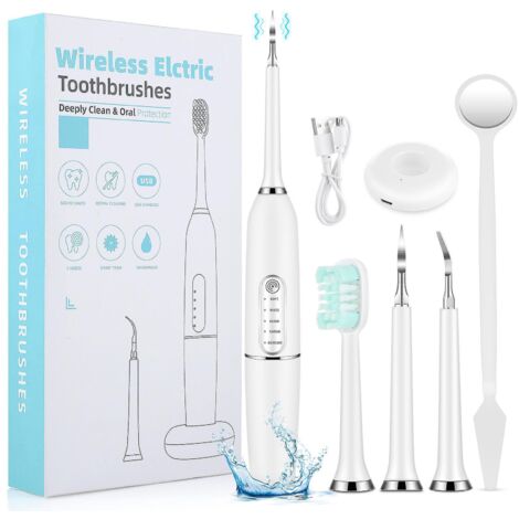 blanc Nettoyage Dentaire Hydropulseur Oral Irrigator 4 Embouts Nettoyage 5 Modes Ipx7 D'eau Portable Sans Fil Rechargeable Nettoyeur De Dents Pour (1/5)
