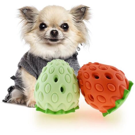 ensemble De 2 Jouets Mcher La Fraise Pour Chien 10 8.5cm, Jouets Mcher Indestructibles En Caoutchouc Avec Nettoyage Des Dents, Distributeur D (1/5)