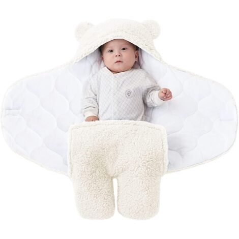 couverture D'emmaillotage Pour Bb Unisexe, Sac De Couchage Nid D'ange Puriculture, Gigoteuse Emmaillotage Capuche Naissance-blanche-s(0-3 Mois)