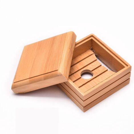 un Porte-savon Carr En Bambou, Porte-savon Main En Bois, Utilis Pour Le Stockage De Savon Ou D'ponge (1/5)