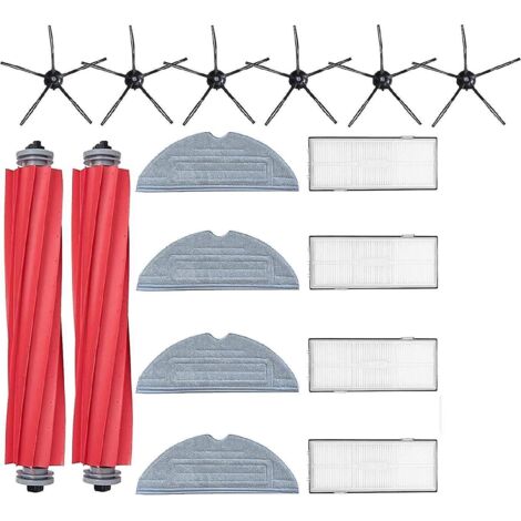 replacement Kit For Roborock S7 S7 Plus S7 Maxv S7 Maxv Ultra Robot Vacuum Cleaner, 4 Filters, 6 Side Brushes, 4 Mop Cloths 1 Main Brushes (1/4)