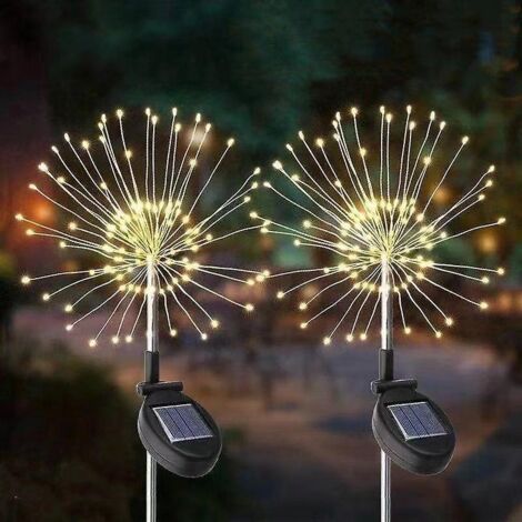 lampe Solaire Exterieur Jardin 4 Pices 120 Led Feu D'artifice Solaire, 8 Modes Tanche Lumire Solaire Exterieur Pour Jardin Pelouse Terrasse Nol Dc (1/5)