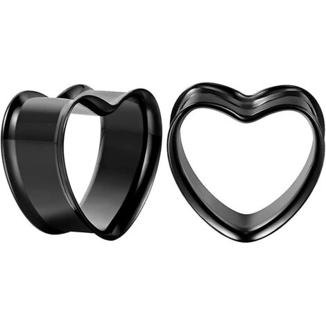3 Paires De Bouchons D'oreille En Acier Inoxydable (noir 10 Mm), Bouchons De Conduit Auditif En Forme De Cur, Rallonges De Civire Charnues (1/5)