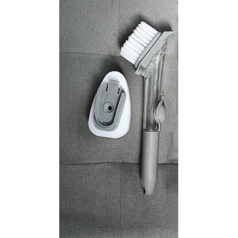 brosse Vaisselle + Une Ponge Encliqueter Une Blanc Brosse Vaisselle Distributrice De Savon Avec Manche, Brosse De Nettoyage Pour Vaisselle (1/5)