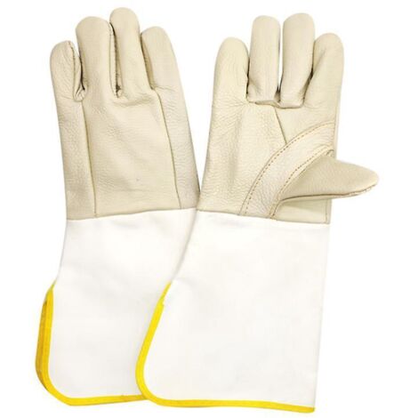 gants De Jardinage En Cuir De Couleur Beige Pour Hommes Et Femmes - Gants Rsistants Aux Pines Avec Manchette Extra Longue Et Paumes Et Bouts Des D (1/5)