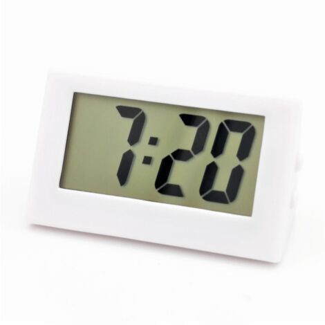 blanc Horloge Digitale, Petite Horloge, Mini, Utilisable Comme Horloge De Voiture Ou Horloge De Table, 5,6x 3 Cm, Revtement En Caoutchouc (1/5)