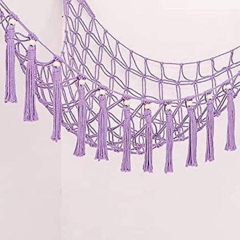 hamac En Peluche Suspendre (violet) Hamac En Dentelle Avec Pampille En Bois Organisateur D'animaux En Peluche, Grande Corne En Peluche, Tagre E (1/5)