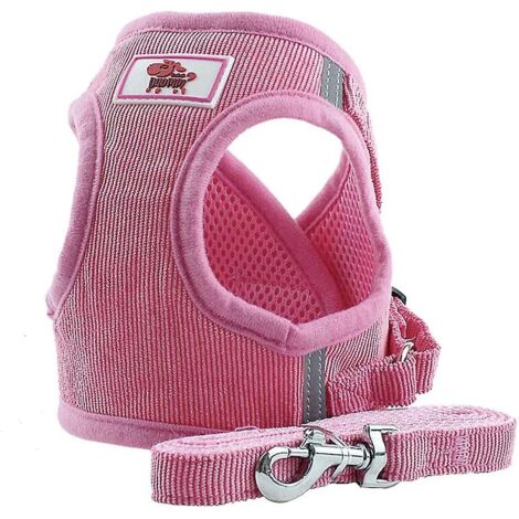 gilet Harnais Doux D'entranement Mesh Tissu Dog Vest Harnais Pour Chiot, Chats, Petits Animaux(m, Pink) (1/5)