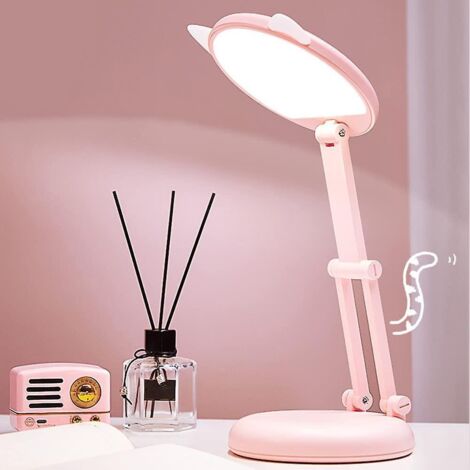 led Lamp, Kids Desk Lamp, Cat Ear Pink Girl Bedside Lamp, Table Lamps Adjustable Brightness Kids Desk Lamp, Dimmable Light For Reading