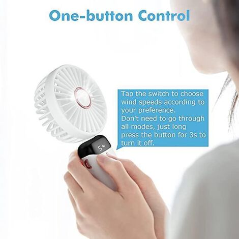 ventilateur Portatif, Blanc Mini Ventilateur Portable Rechargeable Par Usb, Petit Ventilateur De Poche 5 Vitesses Avec Base, Batterie 3000 Mah Ven (1/5)