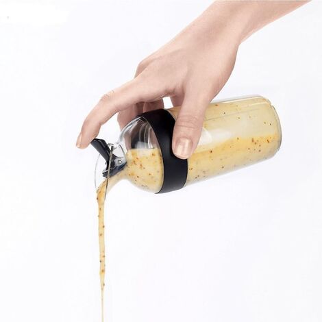 shaker Noir Vinaigrette Compact - Shaker Pour Sauce Salade - Bouteille Transparente (1/5)