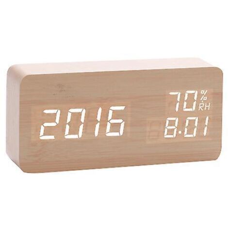 rveil Digital En Bois 1 Pice, Rveil Matin, Contrle Sonore Par Led, Aliment Par Usb, Rveil En Bois Pour La Maison Et Le Bureau (1/5)