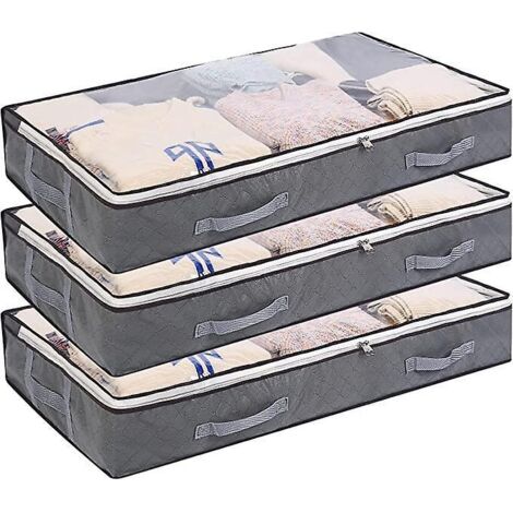 3 Pcs,604515cm Sacs De Rangement Sous Le Lit Sac Vtements Pliable Conteneurs De Rangement De Grande Capacit Avec Fentre Transparente Poignes Re (1/5)